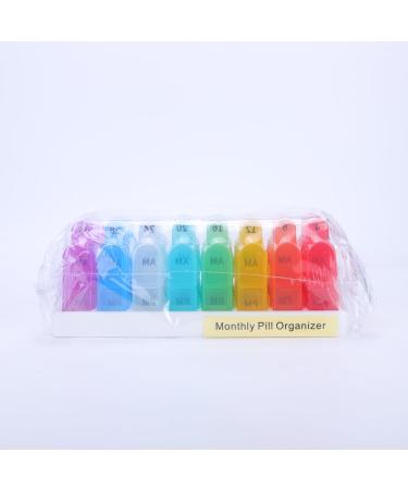 Monthly Pill Box Organizer - 2 Times a Day AM PM Medicine Box with 32 Compartments - Easy Open Design for Children, Elderly, and Arthritic Hands - Colorful - Buy Online on GoSupps.com
