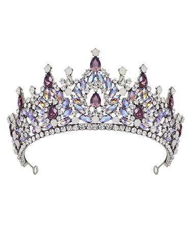 SWEETV Tiara Crown for Women Girls  Wedding Tiara for Bride  Princess Hair Accessories for Birthday Prom Party Quinceanera Purple - Buy Online on GoSupps.com