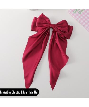 Red Hair Bow Hair Clip Red Ribbon for Hair Clip Large Silky Satin Ribbon Bow Hairpins Bows Hair Barrettes Fastener French Hair Bows with Long Ribbon Hair Accessories For Girls Women - Buy Online on GoSupps.com