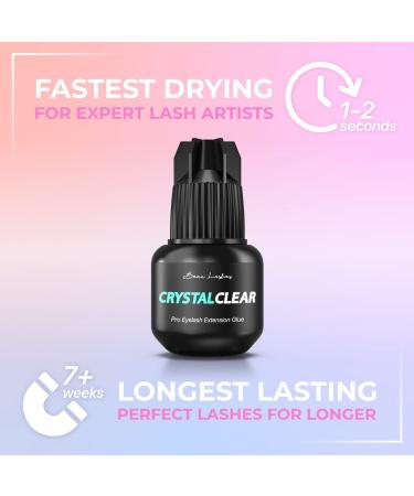 Crystal Clear Professional Eyelash Extension Glue | Strong Fast Drying Adhesive | Long-Lasting Semi-Permanent Lash Extensions | 7 Weeks Retention - Buy Online on GoSupps.com