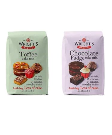 Wright's Baking Cake Mix Selection Pack Chocolate Fudge & Toffee (One of Each 500g Pack) | can be used to bake light & moist cakes slices muffins or cupcakes