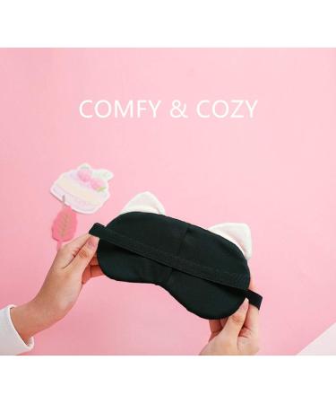 Fxaelian Cartoon Cat Sleep Mask - Funny Novelty Eye Cover for Travel, Women, Girls, Adults & Kids - Light Pink - Buy Online on GoSupps.com