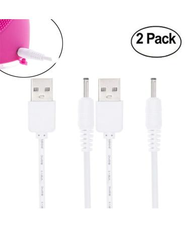 RuenTech Compatible for solo Mio Sonic Face Cleanser and Massager Brush Charger 3.3FT Replacement High Performance Charging Cable Compatible with solo Mini Sonic Face Cleansing Brush (2 White)