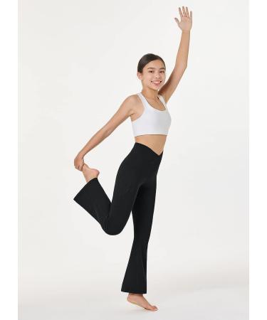 BALEAF Girls' High Waisted Crossover Flare Yoga Dance Leggings with Pockets in Black - Medium - Buy Online on GoSupps.com