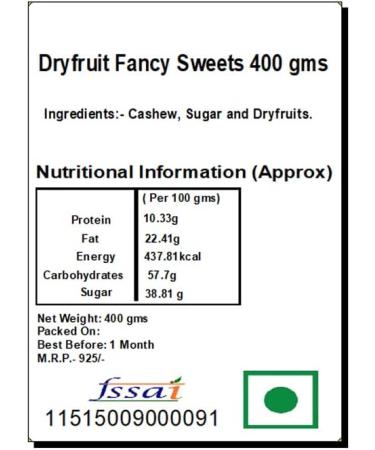 Jaiccha Ghasitaram Sweets-Dryfruit Fancy Sweets 400 GMS |Gift for Diwali Holi Rakhi Valentine Christmas Birthday Anniversary Her Him| - Buy Online on GoSupps.com