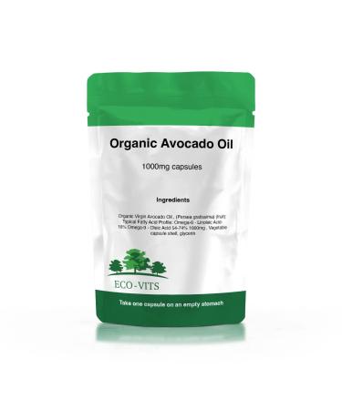 Eco-Vits ECO-VITS Pack of 30 organic avocado oil capsules 1000 mg each. Recyclable packaging. Sealed pouch.