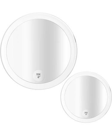 Snowflakes 15X & 20X Magnifying Mirror - Travel Makeup Mirror for Precision Eyeliner, Tweezing, Blackhead & Blemish Removal - 6Inch and 4Inch with Suction Cup - Buy Online on GoSupps.com
