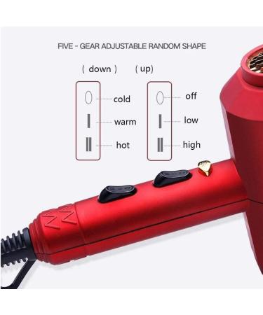 JYYBN Hair Dryer Powerful AC Motor 2000W Professional Hairdryer Negative Ionic Technology with Nozzle Extreme Blow Dryer with 3 Heat 2 Speed Settings Cool Shot Anti-frizz for Home and Salon Red - Buy Online on GoSupps.com