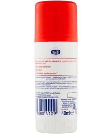  Italian Gourmet E.R. Neutro Roberts Dermazero Intolerant Skin Deodorant Salt-Free Alcohol-free Lasts up to 48 Hours Hypoallergenic 40 ml + Italian Gourmet Polpa di Pomodoro Box 400 g - Buy Online on GoSupps.com