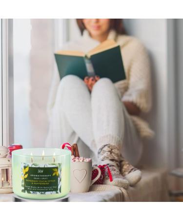 Rosemary Eucalyptus Peppermint Candle | Highly Scented 3 Wick Natural Soy Candle for Aromatherapy & Stress Relief | Perfect Fresh Scented Candle for Home - Buy Online on GoSupps.com