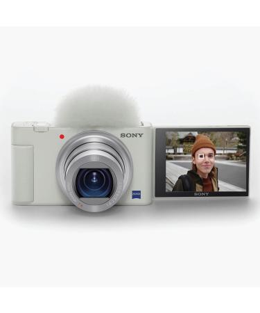 Sony ZV-1 Digital Camera for Content Creators, Vlogging and YouTube with Flip Screen, Built-in Microphone, 4K HDR Video, Touchscreen Display, Live Video Streaming, Webcam, Compact Camera only White