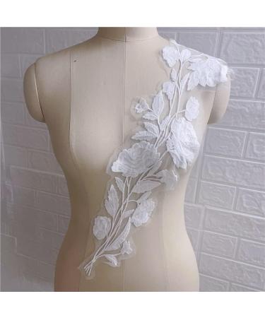 2 Pack Flower Lace Applique Patches for DIY Wedding Dress - White Embroidered Collar Material - Lace Fabric - Buy Online on GoSupps.com