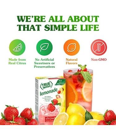 True Lemon Strawberry Lemonade 10ct Naturally Flavoured Drink Mix - 10 Calories Per Packet - No Artificial Sweeteners or Preservatives (1 Pack) Strawberry 10 count (Pack of 1) - Buy Online on GoSupps.com