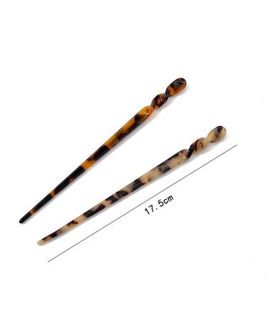 Set of 2 Tortoise Shell Acetate Hair Sticks - Stylish Hair Accessories for Women and Girls - Buy Online on GoSupps.com