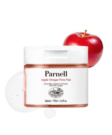 Parnell Apple Vinegar Pore Pad - AHA Ursolic Acid Oil Sebum Pore Control Deep Cleansing Biodegradable Pads for Oily Skin (60 Pads)