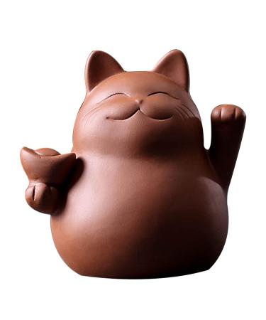 Chinese Zisha Tee Pets Maneki Neko Lucky WEALTH Rich for Cat Tea Pet Handmade Purple Clay for Kungfu Gift Water Tea Tea Tray Accessories
