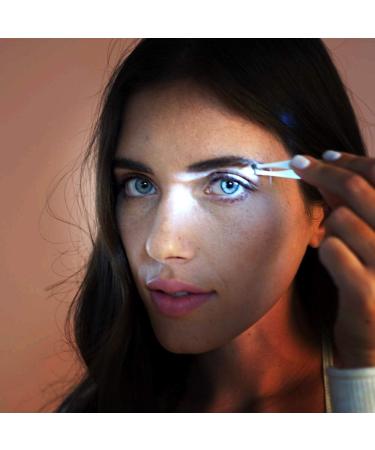 Sensica Lumi Tweezers - Professional Precision Tweezers with LED Light for Men and Women - Ideal for Eyebrows, Nose, Lip, Hair Removal - Stainless Steel Slant Tip with Point - Buy Online on GoSupps.com