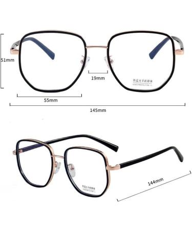 Newada Oversized Square Reading Glasses - Unbreakable Metal Blue Light Blocking Flat Light Mirror - Black Silver (+0.50) - Buy Online on GoSupps.com