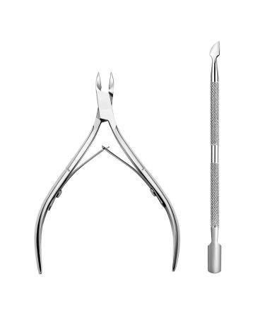 Cuticle Nipper Cuticle Cutter Clipper Cuticle Trimmer with Pusher Cuticle Remover Kit Stainless Steel Nail Care Tools for Mani-Pedi