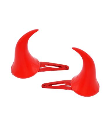 Halloween Devil Horns Hair Clips for Women Girls - Red Horn-shaped Hair Clip Barrettes Halloween Demon Devilish Cosplay Costume Hair Accessories