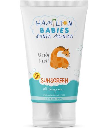 Hamilton Babies: Lively Levi Sunscreen - Baby Sunscreen - 3.3 fl oz / 98 mL - SPF 30  15% Zinc Oxide  UV Protection  Hypoallergenic  Sulfate-Free  Phthalate-Free  Paraben-Free