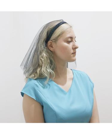 TQUXNGA Veil Headband for Women Stretch Turban Tulle Rhinestones Embroidery Colorful Dots Head Wrap Headband Black dots - Buy Online on GoSupps.com