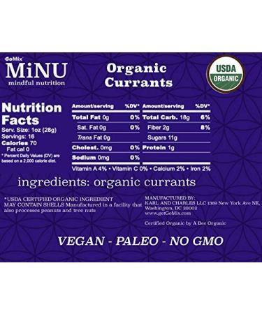 MiNU Organic Raw Zante Black Currants (16 oz) - Paleo Snack | Seedless, No Sulfur, No Added Sugar, Dried Superfood - Raw, Vegan, NonGMO, Gluten Free - Buy Online on GoSupps.com