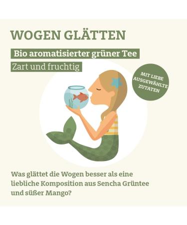  TRINK MEER TEE Drink More Tea SMOOTH WAVES - Organic Green Tea | highly aromatic | Organic Sencha with mango peach flavors and marigold blossoms | flavored loose Sencha tea in a pretty tea tin | Gift | 120g - Buy Online on GoSupps.com