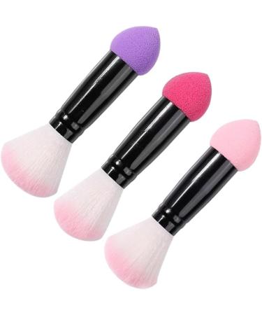 FOMIYES 2 in 1 Makeup Brush Dual-Ended Cosmetic Brush with Sponge Puff and Loose Powder Brush for Foundation Concealer Eyeshadow Blush - Buy Online on GoSupps.com