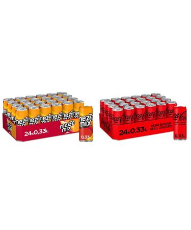 Mezzo Mix-Sparkling-refreshing mixed drink made of cola and orange & Coca-Cola Zero Sugar-caffeinated soft drink with original Coca-Cola taste-zero sugar and without calories bundle with Coca-Cola Zero Sugar