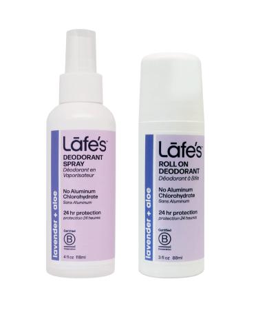 Lafe's Natural Deodorant | 3oz Roll On & 4oz Spray Aluminum Free Natural Deodorant | Lavender & Aloe | 2 Pack