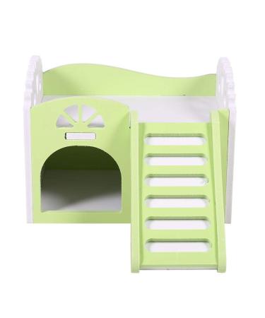 Sheens Double-Decker Hamster House Food Color House Easy to Clean Nest Hideaway Room for Hamster Guinea Pig Chinchillas Mice Rats Green