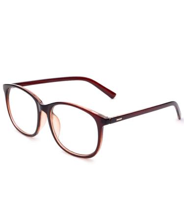 Jcerki Oversize Frame Nearsighted Glasses-1.25 Strength Short Sighted Men and women lightweight Myopia Spectacles Brown -1.25 Diopters