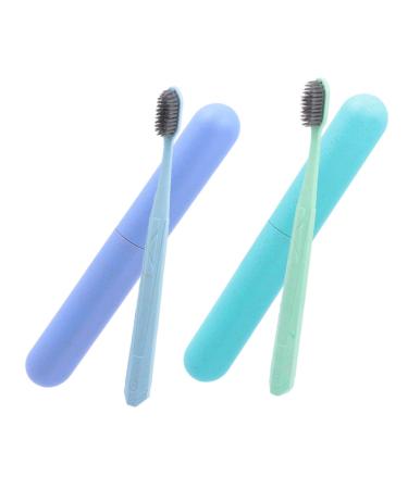 2st toothbrush set travel toothbrush-friendly toothbrush soft manual toothbrushes made of wood soft toothbrush container for toothbrush lovers pp raw material portable gift 1 piece (1 Pack)