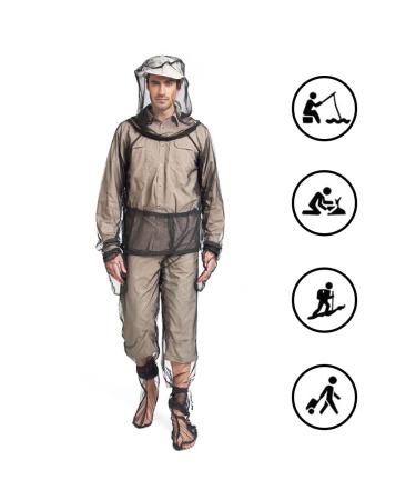 Buy Mosquito Suit - 4-Piece Ultra-Hiking Protective Clothing Set | Breathable Hooded Net Jacket & Pants for Outdoor & Camping (L-XL) - Buy Online on GoSupps.com