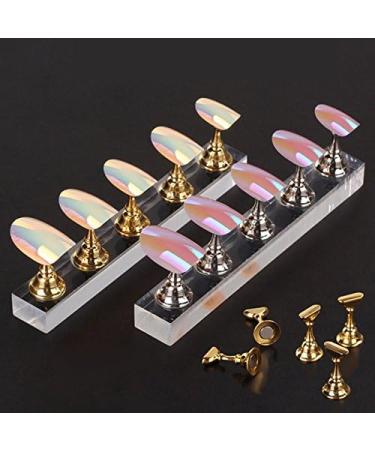ciyeu New Magnetic Acrylic Manicure Tools Nail Practice Hand Nail Exercises Pedestal Nail Supplies Nail Tips Display Stand gold - Buy Online on GoSupps.com
