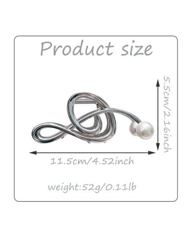 Silver Musical Note Hair Clip with Pearl Designs | Large Non-slip Hair Claw Barrette for Women | Cute Styling Accessory - Buy Online on GoSupps.com