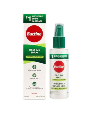 Bactine First Aid Spray for Pain Relief and Itch Relief Antiseptic Anesthetic and No Sting Formula 105 ml