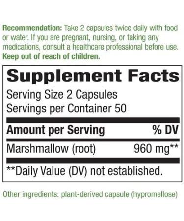 Nature's Way Marshmallow Root 480mg 100 Capsules - Pack of 2 | Herbal Supplement - Buy Online on GoSupps.com