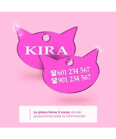 Ibera Gifts - Personalized Engraved Cat Head Name Tag Medallion for Small to Large Cats - Fuchsia Collar Plaque - Buy Online on GoSupps.com