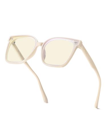 Bevi Stylish Blue Light Blocking Glasses for Women or Men Eye Strain Dry Eyes Headaches and Blurry Vision Blocks Glare White