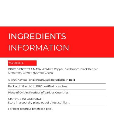 Hides Fine Foods - Tea Masala 500g - GMO Free - Suitable for Vegetarians - South Asian Cuisine - Indian Drink - Hot Beverage - Masala Chai - Aromatic Chai - Buy Online on GoSupps.com