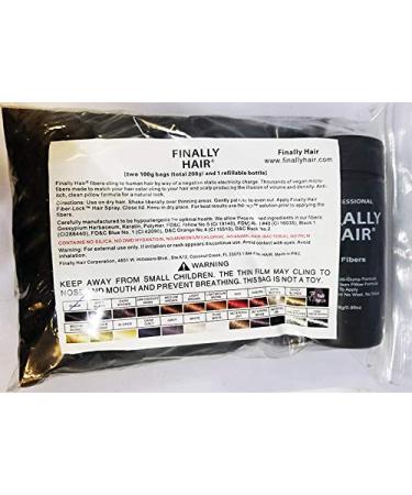 Hair Building Fibers 200 Grams 7 Oz. With Bottle By Finally Hair 50g*4 (Black)