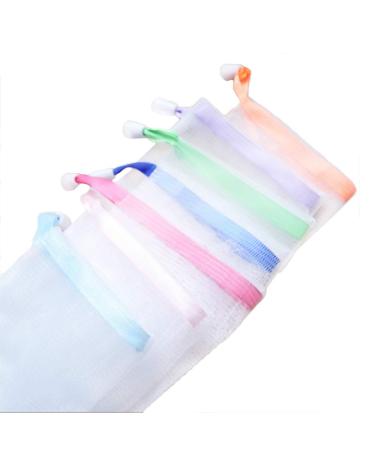 Andiker Soap Bag Soft for Shower, Soap Pouch Saver with Drawstring for Foaming and Drying,Hangable (7 pcs mesh soap bag) Nylon