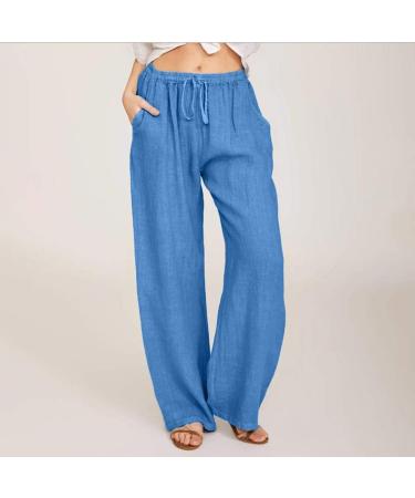 Womens Cotton Linen Baggy Pants Plus Size - B-blue XX-Large - Buy Online on GoSupps.com