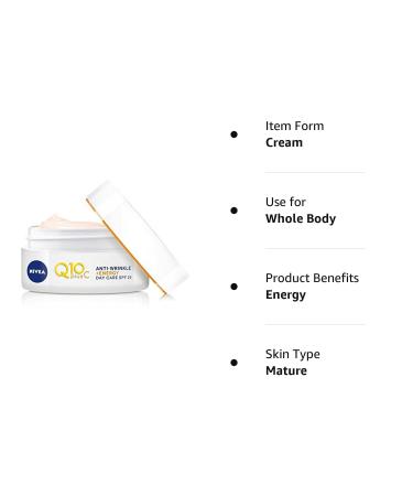 Nivea Q10 Plus C Anti-Wrinkle Day Cream with SPF 15 and Vitamin C - Energize Dull Skin - Buy Online on GoSupps.com