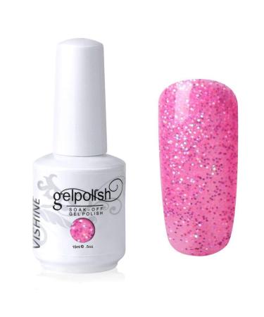Vishine Gelpolish Soak-off Nail Art UV LED Nail Polish Salon Manicure Glitter Lightpink(505) #505