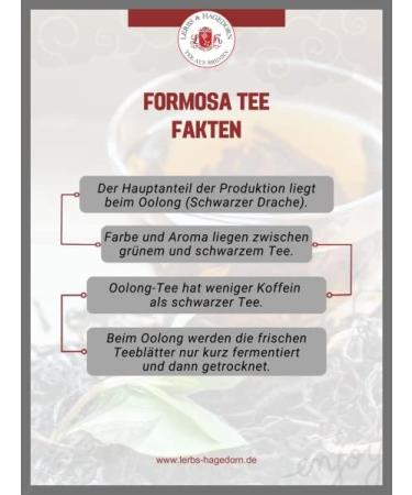  Lerbs & Hagedorn Lerbs & Hagedorn Semi-fermented Tea Formosa Oolong Butterfly of Taiwan | Note of Light Black Tea Pleasant Sweet Slightly Bread - 1kg (about 81 liters) - Buy Online on GoSupps.com