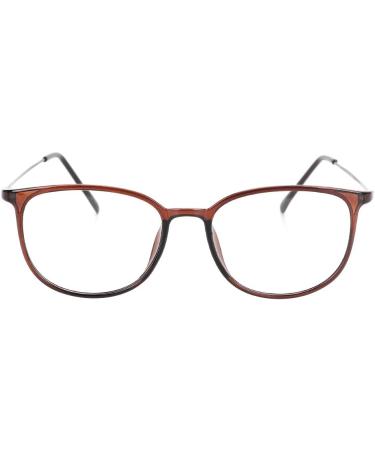 Retro Round Glasses for Students - Unisex Nerd Glasses with Clear Lenses & Case - Fashionable Brown Eyewear for Computer Use - Buy Online on GoSupps.com
