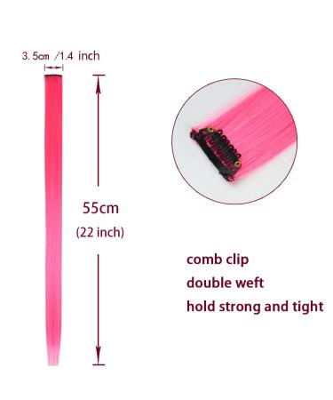 12-Piece Colored Hair Extensions Clips - 22 Inch Rainbow Clip-In Synthetic Hair for Women & Girls | Cosplay & Fashion Party Accessories - Buy Online on GoSupps.com